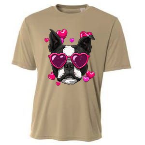 Boston Terrier Valentines Day Heart Dog Lover Gift Cooling Performance Crew T-Shirt