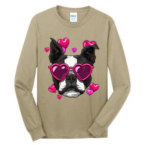 Boston Terrier Valentines Day Heart Dog Lover Gift Tall Long Sleeve T-Shirt