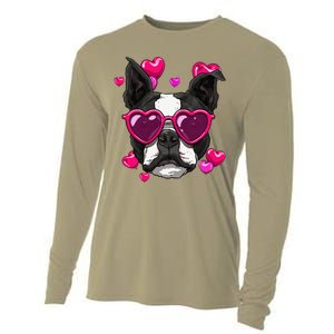 Boston Terrier Valentines Day Heart Dog Lover Gift Cooling Performance Long Sleeve Crew