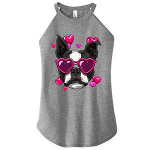 Boston Terrier Valentines Day Heart Dog Lover Gift Women's Perfect Tri Rocker Tank