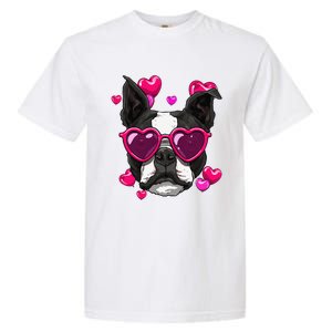 Boston Terrier Valentines Day Heart Dog Lover Gift Garment-Dyed Heavyweight T-Shirt