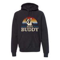 Boston Terrier Vintage Best Buddy Funny Dog Lover Premium Hoodie