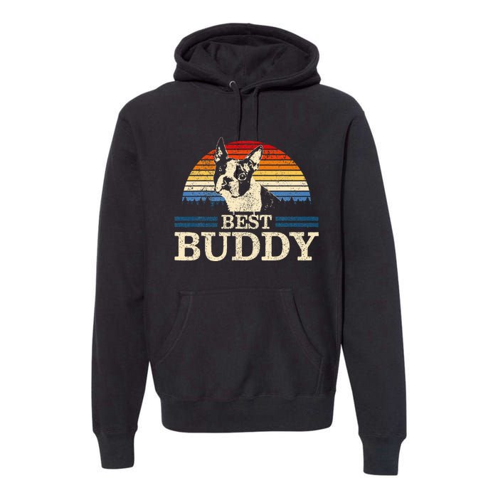 Boston Terrier Vintage Best Buddy Funny Dog Lover Premium Hoodie