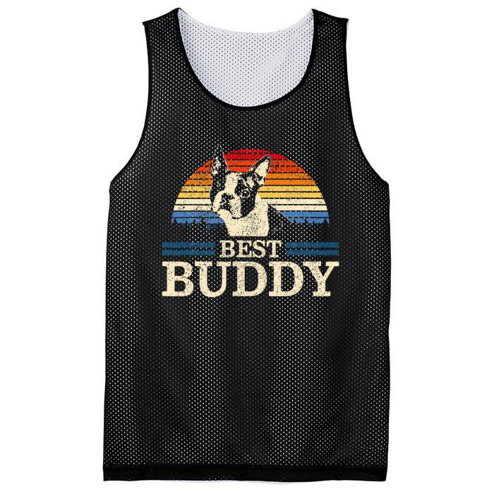 Boston Terrier Vintage Best Buddy Funny Dog Lover Mesh Reversible Basketball Jersey Tank