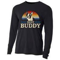 Boston Terrier Vintage Best Buddy Funny Dog Lover Cooling Performance Long Sleeve Crew