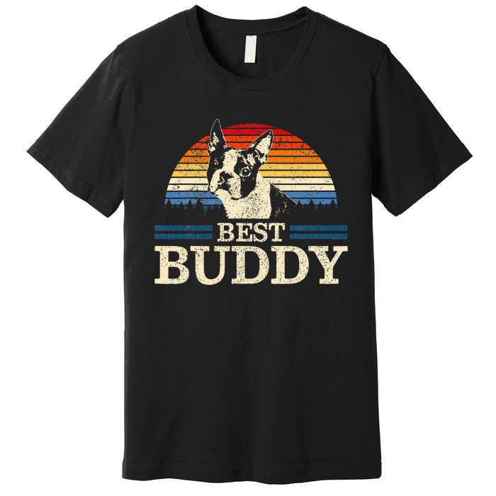 Boston Terrier Vintage Best Buddy Funny Dog Lover Premium T-Shirt