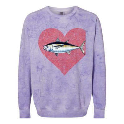 Blackfin Tuna Valentines Day Fish Love Fingerprint Gift Colorblast Crewneck Sweatshirt