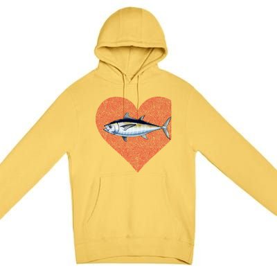 Blackfin Tuna Valentines Day Fish Love Fingerprint Gift Premium Pullover Hoodie