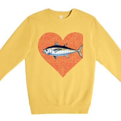 Blackfin Tuna Valentines Day Fish Love Fingerprint Gift Premium Crewneck Sweatshirt