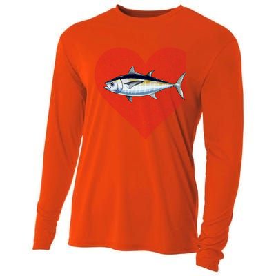 Blackfin Tuna Valentines Day Fish Love Fingerprint Gift Cooling Performance Long Sleeve Crew