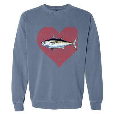 Blackfin Tuna Valentines Day Fish Love Fingerprint Gift Garment-Dyed Sweatshirt