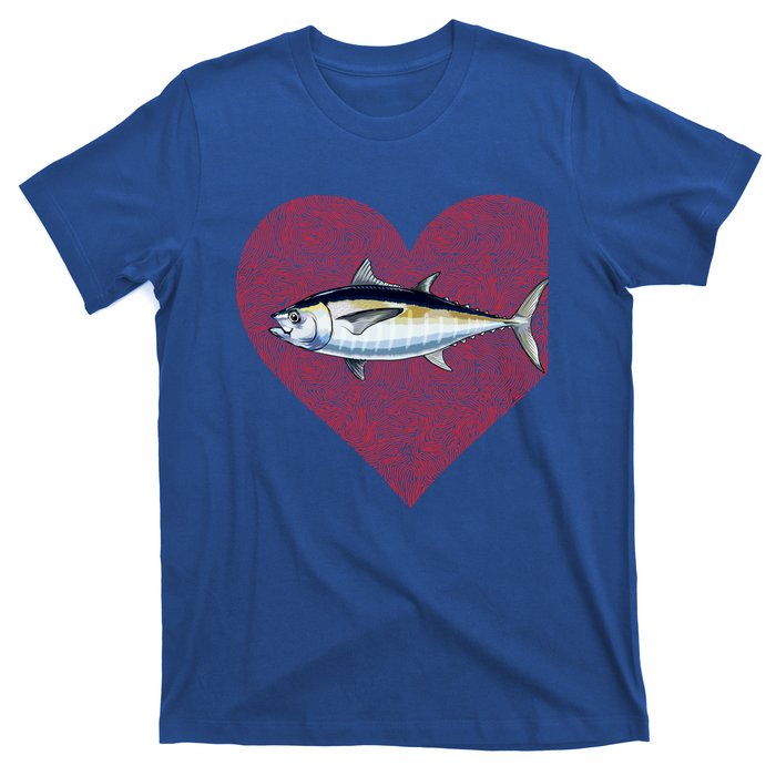 Blackfin Tuna Valentines Day Fish Love Fingerprint Gift T-Shirt