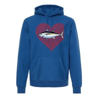 Blackfin Tuna Valentines Day Fish Love Fingerprint Gift Premium Hoodie