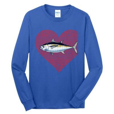 Blackfin Tuna Valentines Day Fish Love Fingerprint Gift Tall Long Sleeve T-Shirt