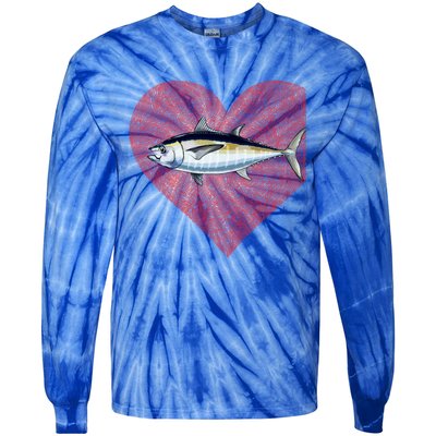 Blackfin Tuna Valentines Day Fish Love Fingerprint Gift Tie-Dye Long Sleeve Shirt