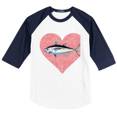 Blackfin Tuna Valentines Day Fish Love Fingerprint Gift Baseball Sleeve Shirt