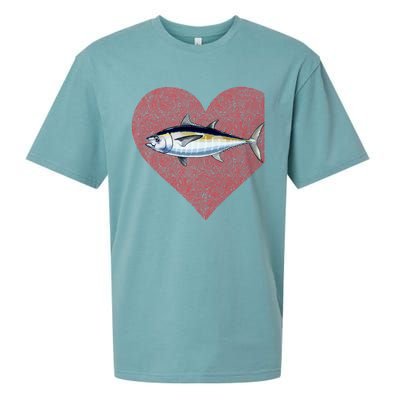 Blackfin Tuna Valentines Day Fish Love Fingerprint Gift Sueded Cloud Jersey T-Shirt