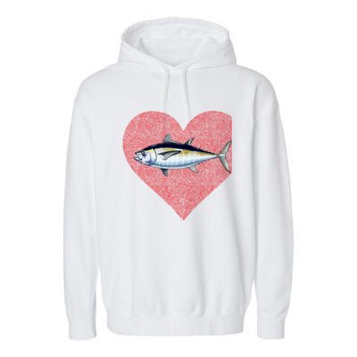 Blackfin Tuna Valentines Day Fish Love Fingerprint Gift Garment-Dyed Fleece Hoodie