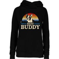 Boston Terrier Vintage Best Buddy Funny Dog Lover Gift Womens Funnel Neck Pullover Hood