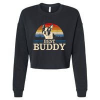 Boston Terrier Vintage Best Buddy Funny Dog Lover Gift Cropped Pullover Crew