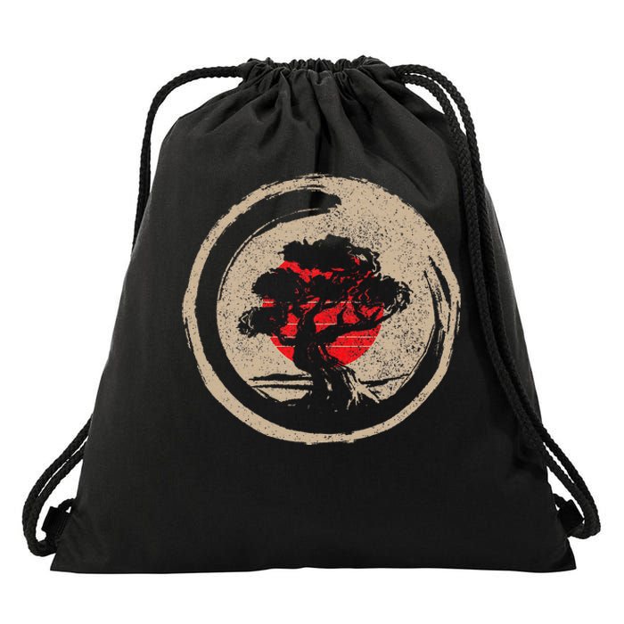 Bonsai Tree Vintage Japanese Flag Zen Bonsai Gift Drawstring Bag