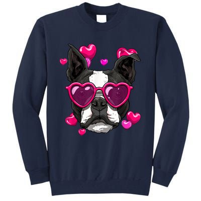 Boston Terrier Valentines Day Heart Dog Lover Tall Sweatshirt