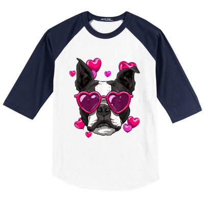 Boston Terrier Valentines Day Heart Dog Lover Baseball Sleeve Shirt