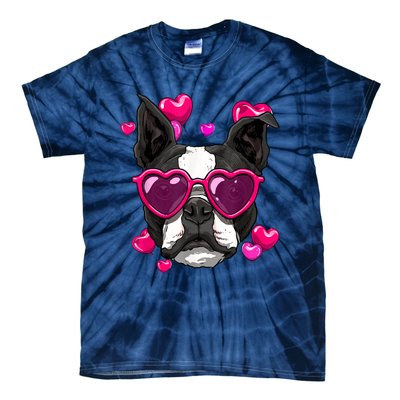 Boston Terrier Valentines Day Heart Dog Lover Tie-Dye T-Shirt