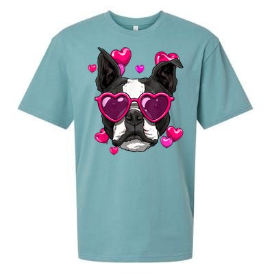 Boston Terrier Valentines Day Heart Dog Lover Sueded Cloud Jersey T-Shirt