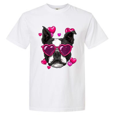 Boston Terrier Valentines Day Heart Dog Lover Garment-Dyed Heavyweight T-Shirt