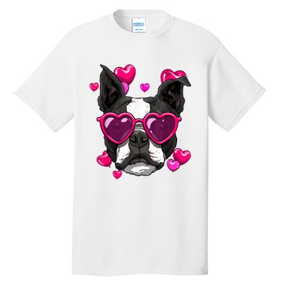 Boston Terrier Valentines Day Heart Dog Lover Tall T-Shirt