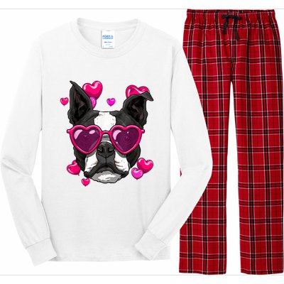 Boston Terrier Valentines Day Heart Dog Lover Long Sleeve Pajama Set