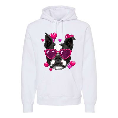 Boston Terrier Valentines Day Heart Dog Lover Premium Hoodie