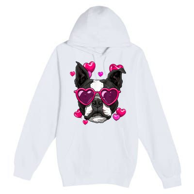 Boston Terrier Valentines Day Heart Dog Lover Premium Pullover Hoodie