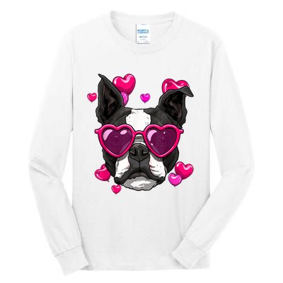 Boston Terrier Valentines Day Heart Dog Lover Tall Long Sleeve T-Shirt