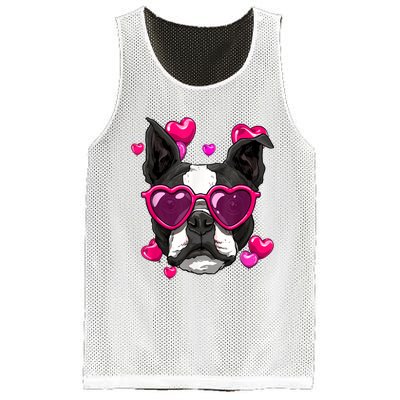 Boston Terrier Valentines Day Heart Dog Lover Mesh Reversible Basketball Jersey Tank