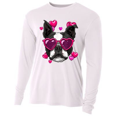 Boston Terrier Valentines Day Heart Dog Lover Cooling Performance Long Sleeve Crew