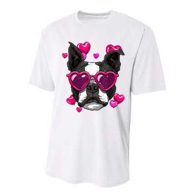 Boston Terrier Valentines Day Heart Dog Lover Performance Sprint T-Shirt