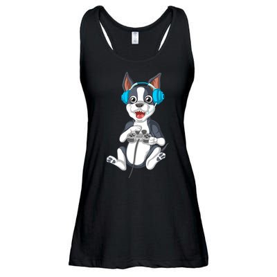 Boston Terrier Video Gamer Ladies Essential Flowy Tank