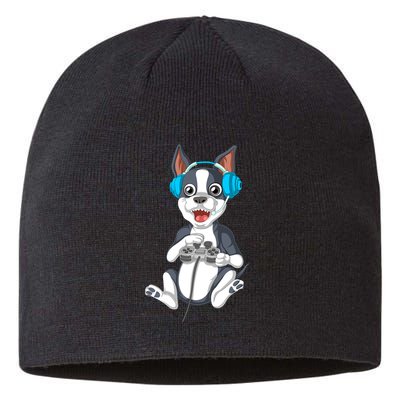 Boston Terrier Video Gamer Sustainable Beanie