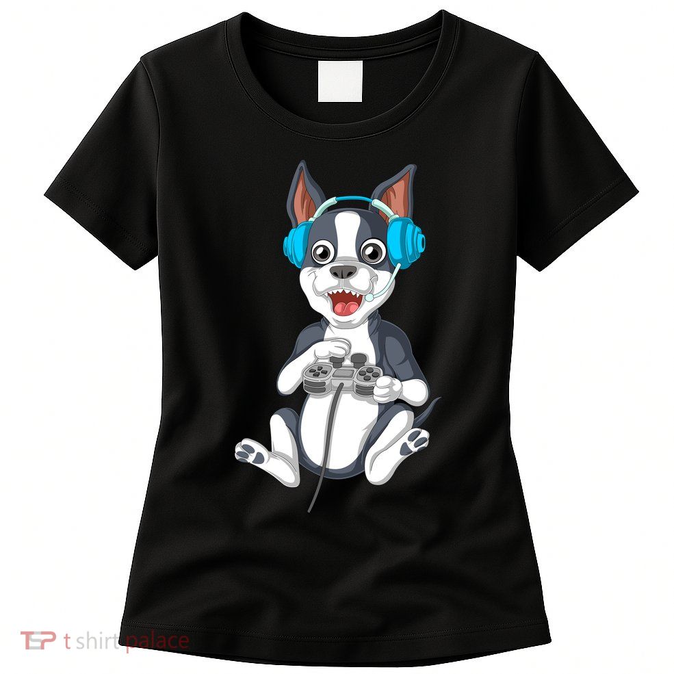 Boston Terrier Video Gamer Womens T-Shirt
