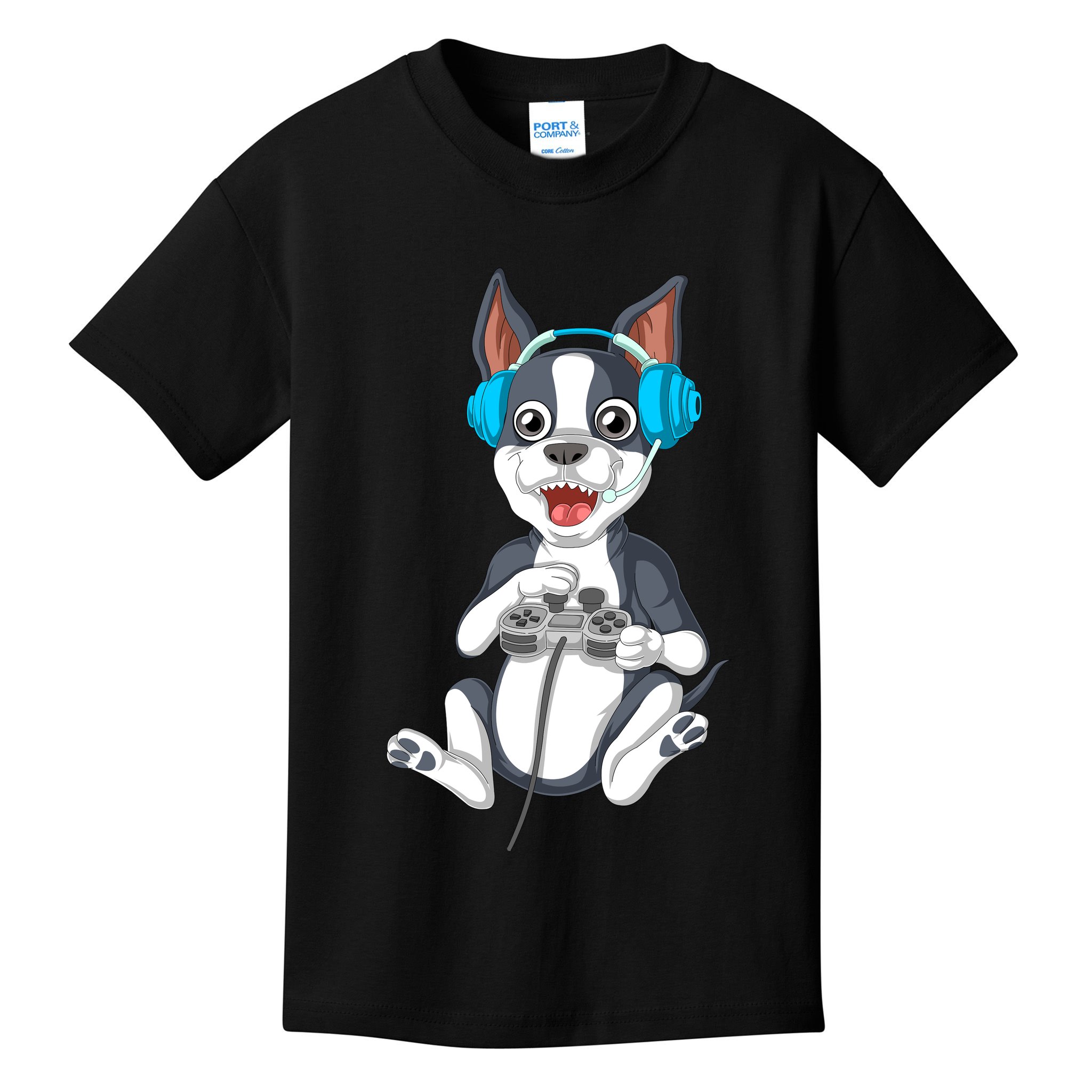 Boston Terrier Video Gamer Kids T-Shirt