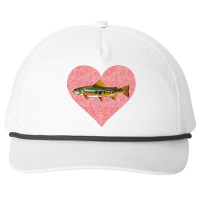 Brook Trout Valentines Day Fish Love Fingerprint Funny Gift Snapback Five-Panel Rope Hat