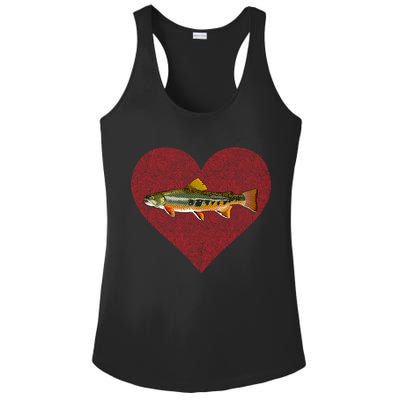 Brook Trout Valentines Day Fish Love Fingerprint Funny Gift Ladies PosiCharge Competitor Racerback Tank
