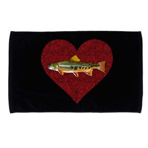 Brook Trout Valentines Day Fish Love Fingerprint Funny Gift Microfiber Hand Towel