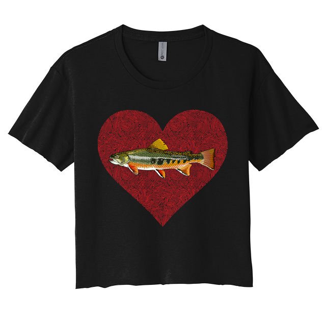 Brook Trout Valentines Day Fish Love Fingerprint Funny Gift Crop Top