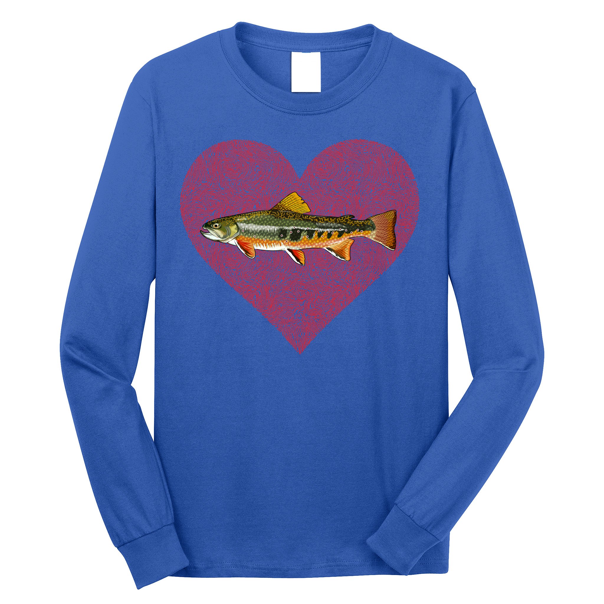 Brook Trout Valentines Day Fish Love Fingerprint Funny Gift Long Sleeve Shirt