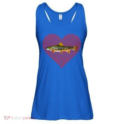 Brook Trout Valentines Day Fish Love Fingerprint Funny Gift Ladies Essential Flowy Tank