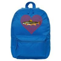 Brook Trout Valentines Day Fish Love Fingerprint Funny Gift 16 in Basic Backpack