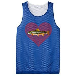 Brook Trout Valentines Day Fish Love Fingerprint Funny Gift Mesh Reversible Basketball Jersey Tank